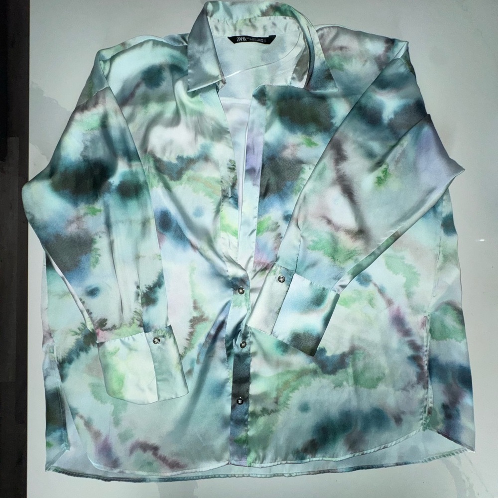 Zara Green and Gray Shirt